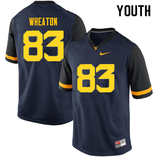 Youth #83 Bryce Wheaton West Virginia Mountaineers College Football Jerseys Sale-Navy - Click Image to Close